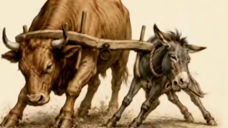 LEMBU DAN KELEDAI TIDAK DAPAT MEMBAJAK BERSAMA